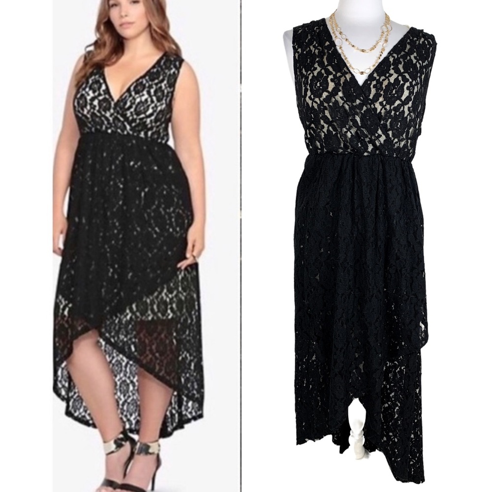 Torrid Black Lace Overlay High Low Dress size 1X